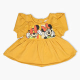 Newborn Girls Full Sleeves Frock - Yellow, Newborn Girls Winterwear, Chase Value, Chase Value