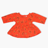 Newborn Girls Full Sleeves Frock - Orange, Newborn Girls Winterwear, Chase Value, Chase Value