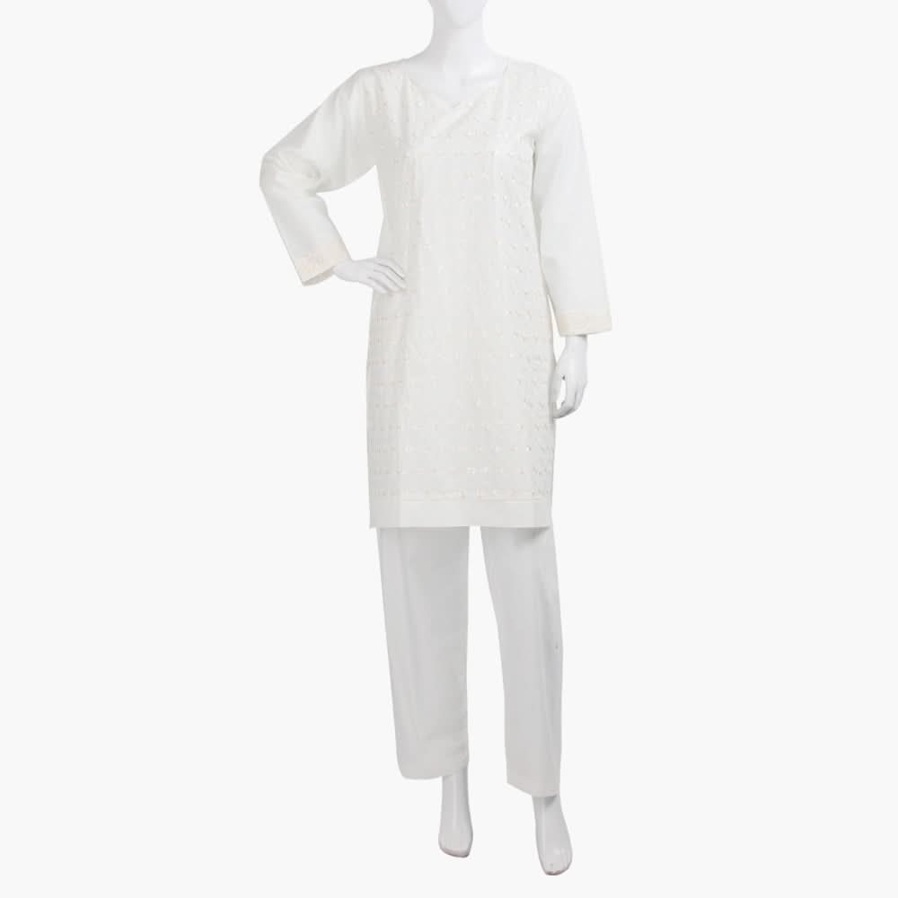 Women's Embroidered 2Pcs Suit - Off White, Women Shalwar Suits, Chase Value, Chase Value