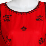 Women's Embroidered Kurti - Red, Women Ready Kurtis, Chase Value, Chase Value