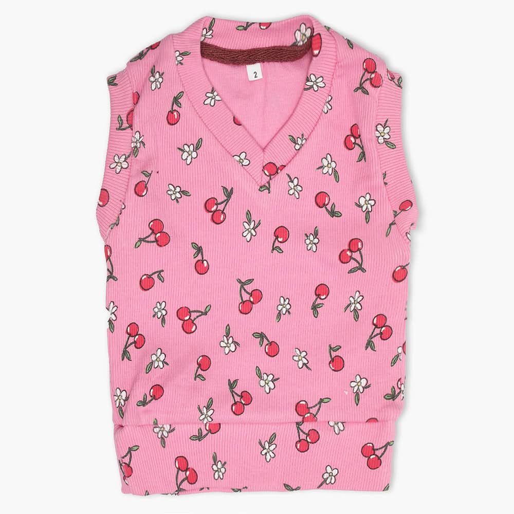 Newborn Girls Sleeveless Sweater - Dark Pink, Newborn Girls Winterwear, Chase Value, Chase Value