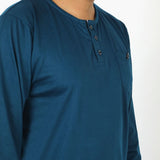 Men's Full Sleeves Henley T-Shirt - Steel Blue, Men's T-Shirts & Polos, Chase Value, Chase Value