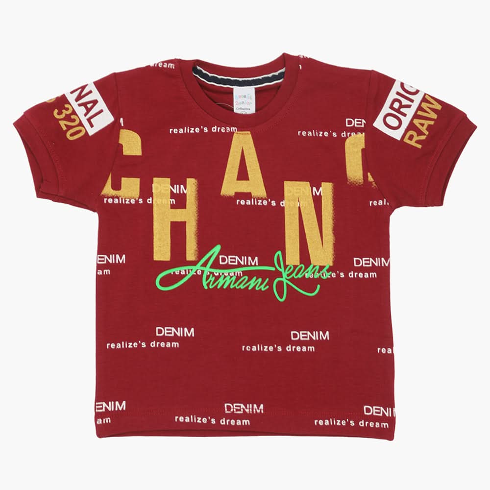 Boys Half Sleeves T-Shirt - Maroon, Boys T-Shirts, Chase Value, Chase Value
