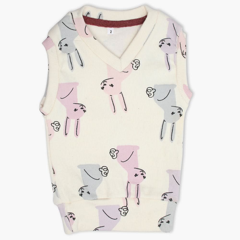Newborn Girls Sleeveless Sweater - White, Newborn Girls Winterwear, Chase Value, Chase Value