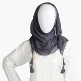 Women's Cotton Gold Print Scarf - Grey, Women Shawls & Scarves, Chase Value, Chase Value