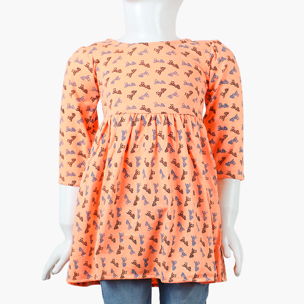 Girls Knitted Frock - Peach, Girls Frocks, Chase Value, Chase Value