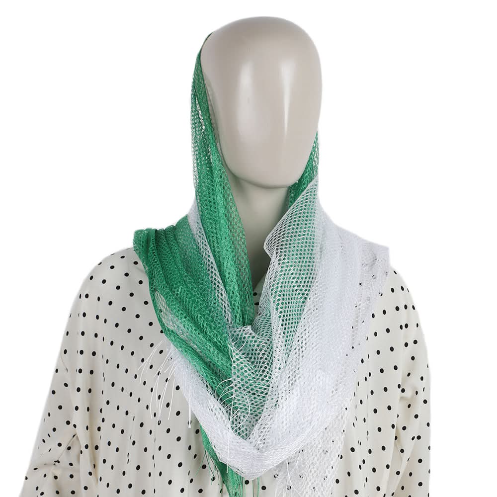 Independence Day Scraf 2Pcs - Green & White, Girls Scraf, Chase Value, Chase Value