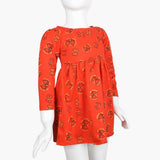 Girls Full Sleeves Frock - Orange, Girls Frocks, Chase Value, Chase Value