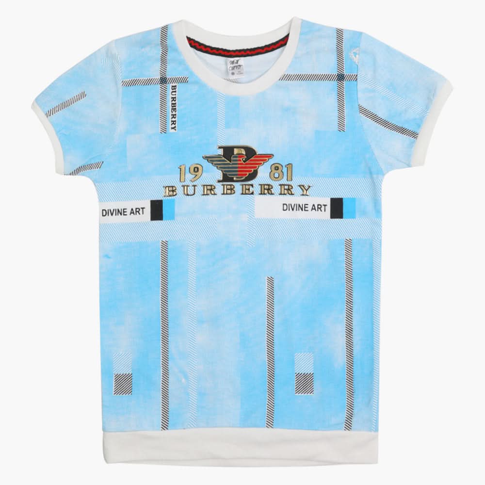 Boys Half Sleeves T-Shirt - Light Blue, Boys T-Shirts, Chase Value, Chase Value
