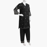 Women's Embroidered 2Pcs Suit - Black, Women Shalwar Suits, Chase Value, Chase Value