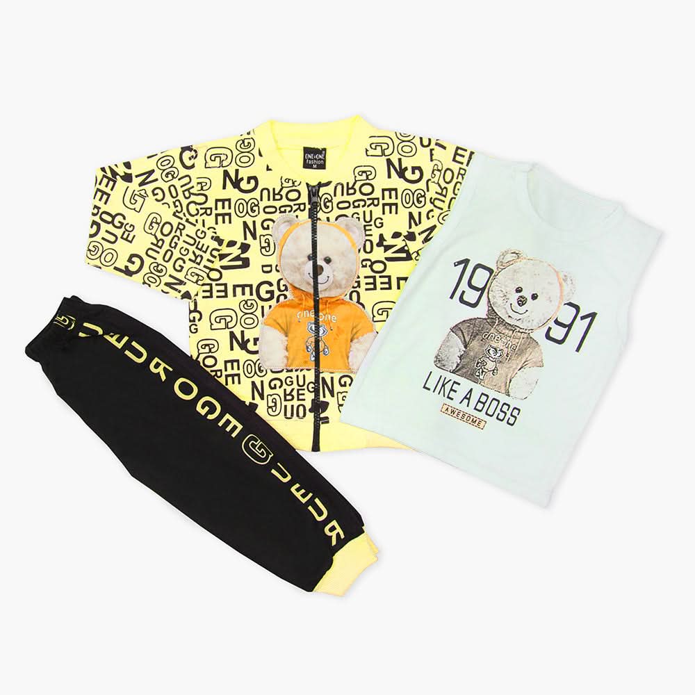 Boys 3Pcs Suit - Yellow, Boys Sets & Suits, Chase Value, Chase Value