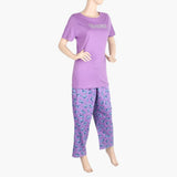 Women's Half Sleeves Knitted Suit - Purple, Women Night Suit, Chase Value, Chase Value