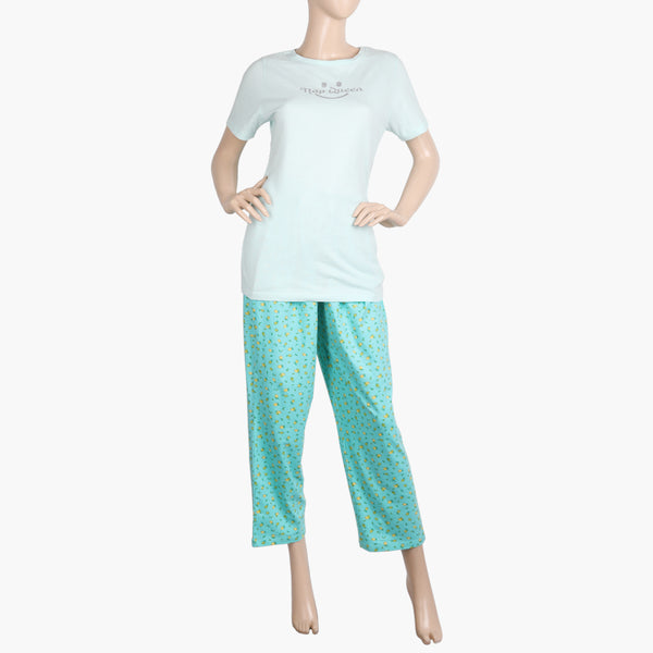 Women's Half Sleeves Knitted Suit - Cyan, Women Night Suit, Chase Value, Chase Value