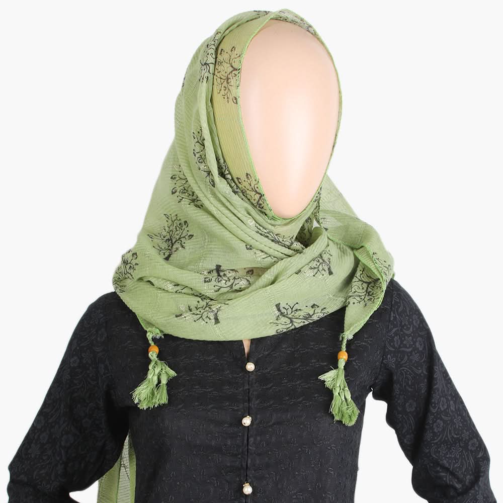 Women's Cotton Gold Print Scarf - Green, Women Shawls & Scarves, Chase Value, Chase Value
