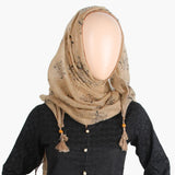 Women's Cotton Gold Print Scarf - Beige, Women Shawls & Scarves, Chase Value, Chase Value