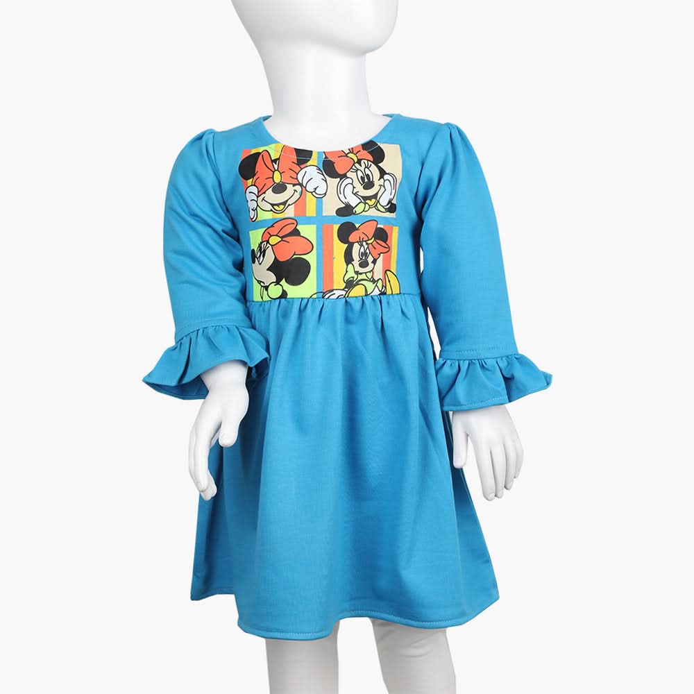 Girls Full Sleeves Frock - Blue, Girls Frocks, Chase Value, Chase Value