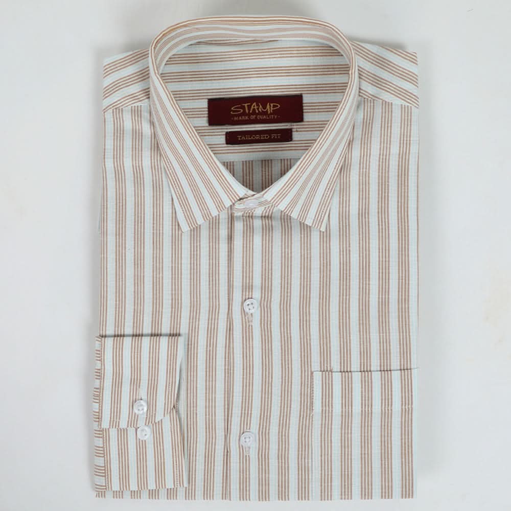 Men's Stamp Formal Shirt Stripe - Beige, Men's Shirts, Chase Value, Chase Value