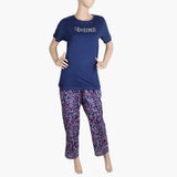 Women's Half Sleeves Knitted Suit - Dark Blue, Women Night Suit, Chase Value, Chase Value