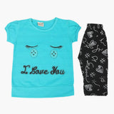 Girls Half Sleeves Suit - Sea Green, Girls Suits, Chase Value, Chase Value