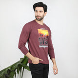 Men's Full Sleeves Printed T-Shirt - Maroon, Men's T-Shirts & Polos, Chase Value, Chase Value