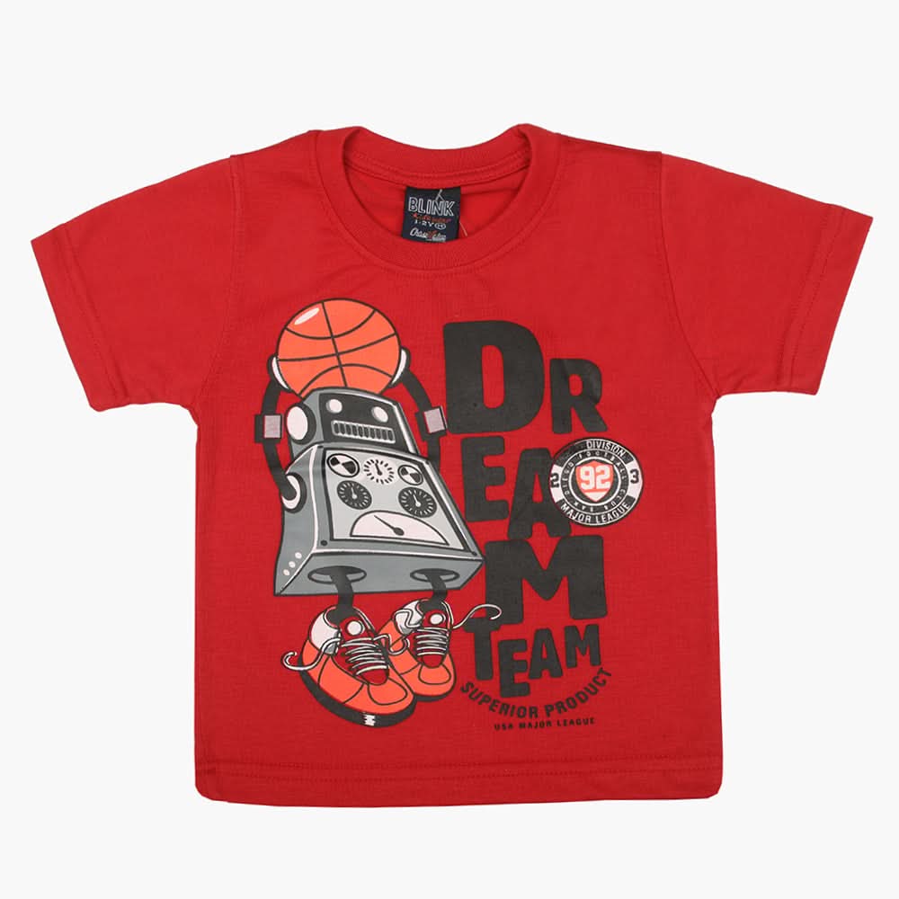 Boys Half Sleeves T-Shirt - Red, Boys T-Shirts, Chase Value, Chase Value