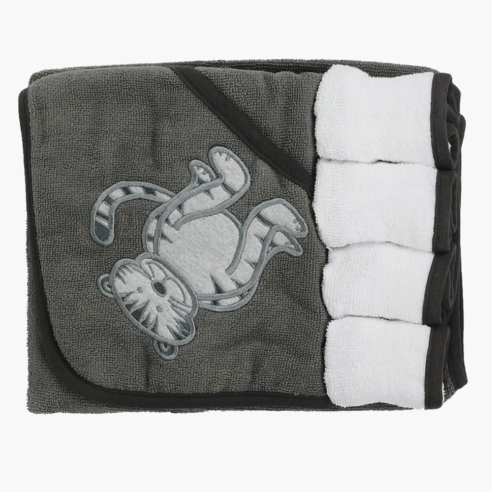 Newborn Hooded Towel 4pcs Set - Dark Grey, Bath Towels, Chase Value, Chase Value