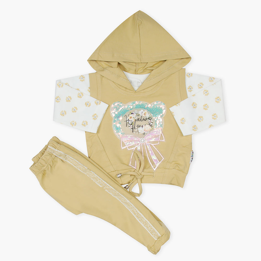 Newborn Girls Full Sleeves Suit - Light Brown, Newborn Girls Winterwear, Chase Value, Chase Value