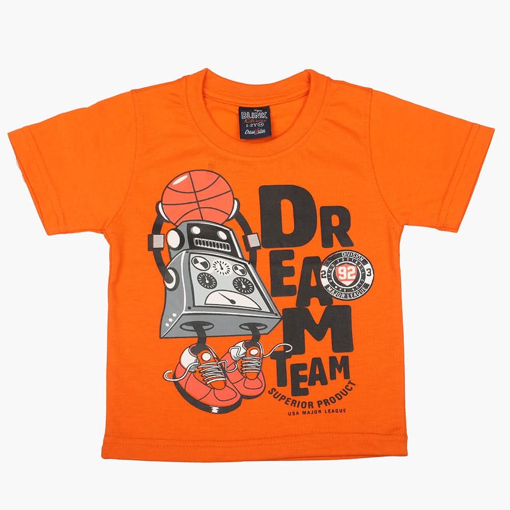 Boys Half Sleeves T-Shirt - Orange, Boys T-Shirts, Chase Value, Chase Value