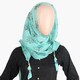 Women's Cotton Gold Print Scarf - Sea Green, Women Shawls & Scarves, Chase Value, Chase Value
