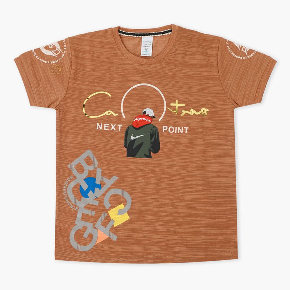 Boys Half Sleeves T-Shirt - Brown, Boys T-Shirts, Chase Value, Chase Value