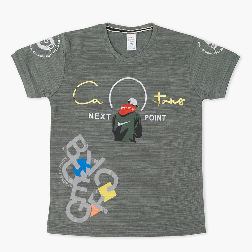 Boys Half Sleeves T-Shirt - Olive Green, Boys T-Shirts, Chase Value, Chase Value