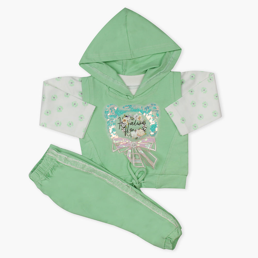 Newborn Girls Full Sleeves Suit - Sea Green, Newborn Girls Winterwear, Chase Value, Chase Value
