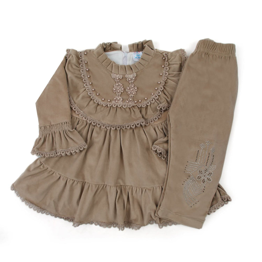 Girls Tight Suit - Light Brown, Girls Shalwar Kameez, Chase Value, Chase Value