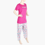Women's Half Sleeves Knitted Suit - Dark Pink, Women Night Suit, Chase Value, Chase Value