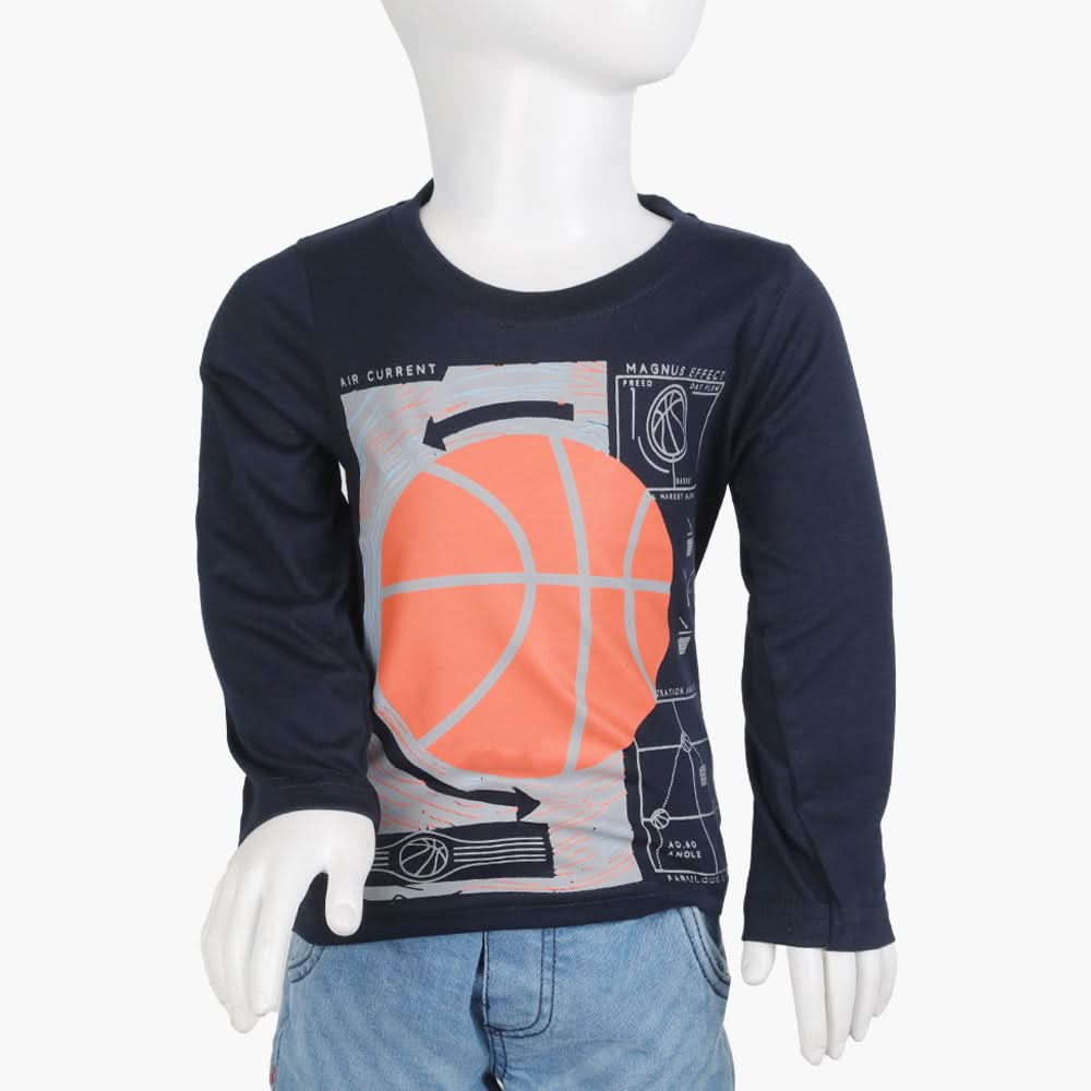 Boys Full Sleeves T-Shirt - Navy Blue, Boys T-Shirts, Chase Value, Chase Value