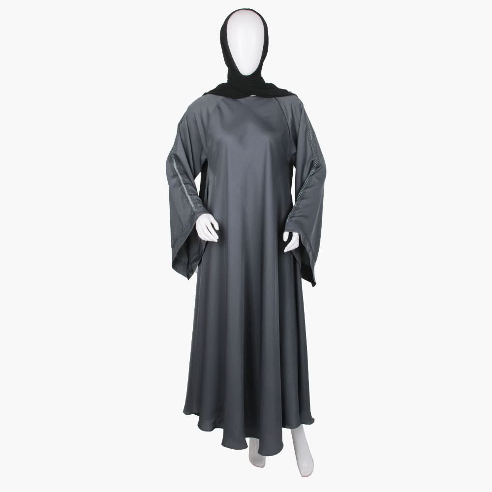 Women's Abaya With Lace - Grey, Women Abayas, Chase Value, Chase Value