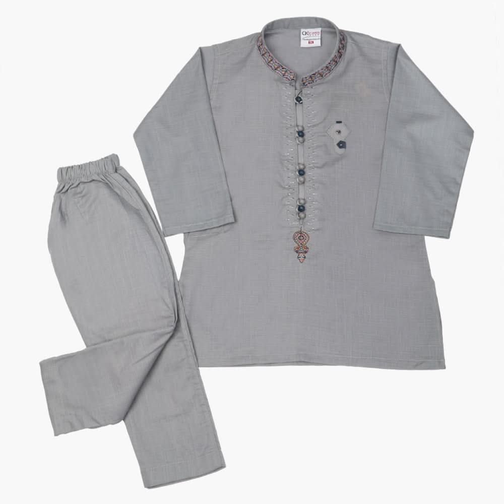 Boys Embroidered Shalwar Suit - Grey, Boys Shalwar Kameez, Chase Value, Chase Value