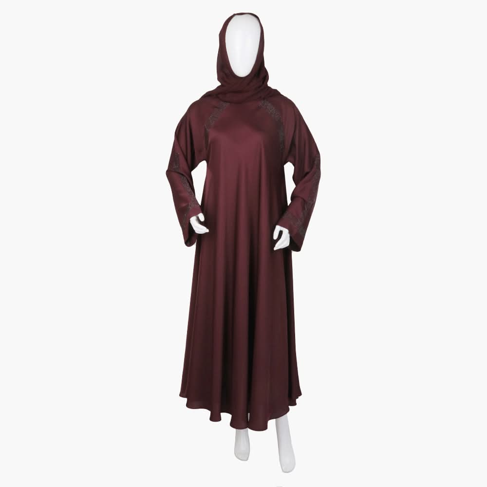 Women's Long Bottom Abaya - Maroon, Women Abayas, Chase Value, Chase Value