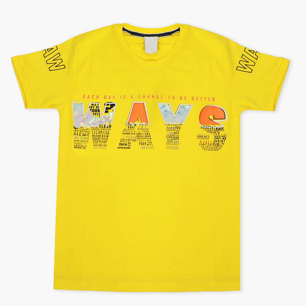 Boys Half Sleeves T-Shirt - Yellow, Boys T-Shirts, Chase Value, Chase Value