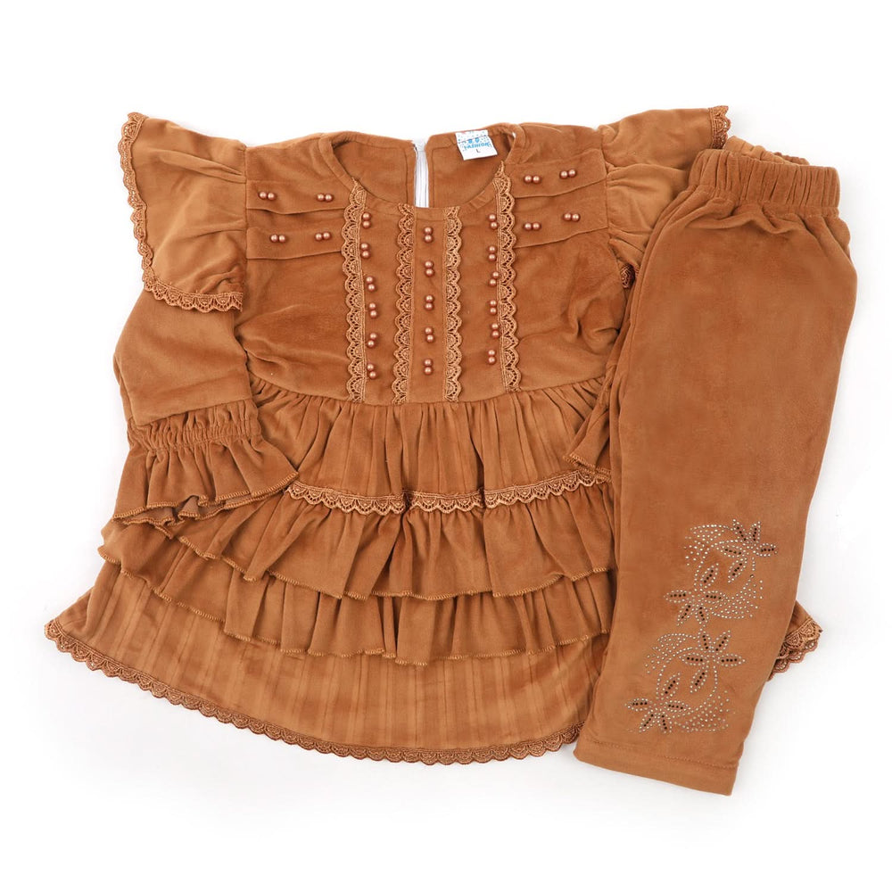 Girls Tight Suit - Brown, Girls Shalwar Kameez, Chase Value, Chase Value