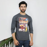 Men's Full Sleeves Printed T-Shirt - Grey, Men's T-Shirts & Polos, Chase Value, Chase Value