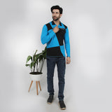 Men's Full Sleeves Polo T-Shirt - Blue, Men's T-Shirts & Polos, Chase Value, Chase Value