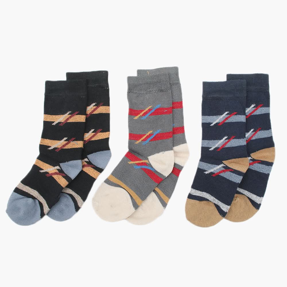 Boys Socks Pack Of 3 - Multi Color, Boys Socks, Chase Value, Chase Value