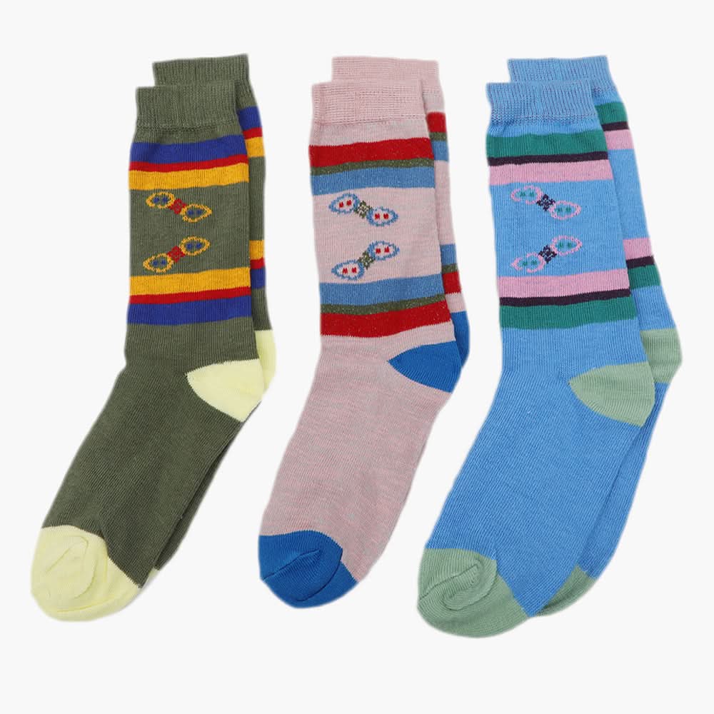 Girls Socks Pack Of 3 - Multi Color, Girls Socks, Chase Value, Chase Value