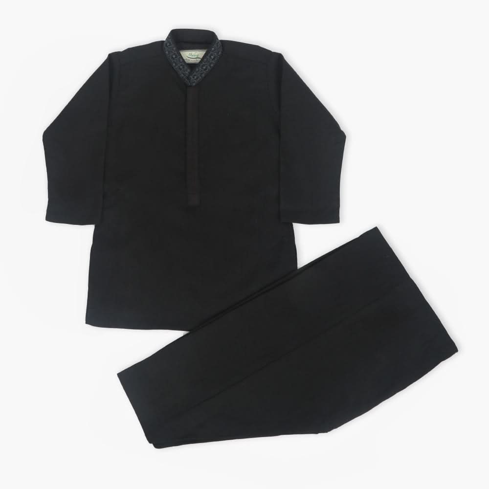 Boys Mashriq Embroidered Shalwar Suit - Black, Boys Shalwar Kameez, Chase Value, Chase Value