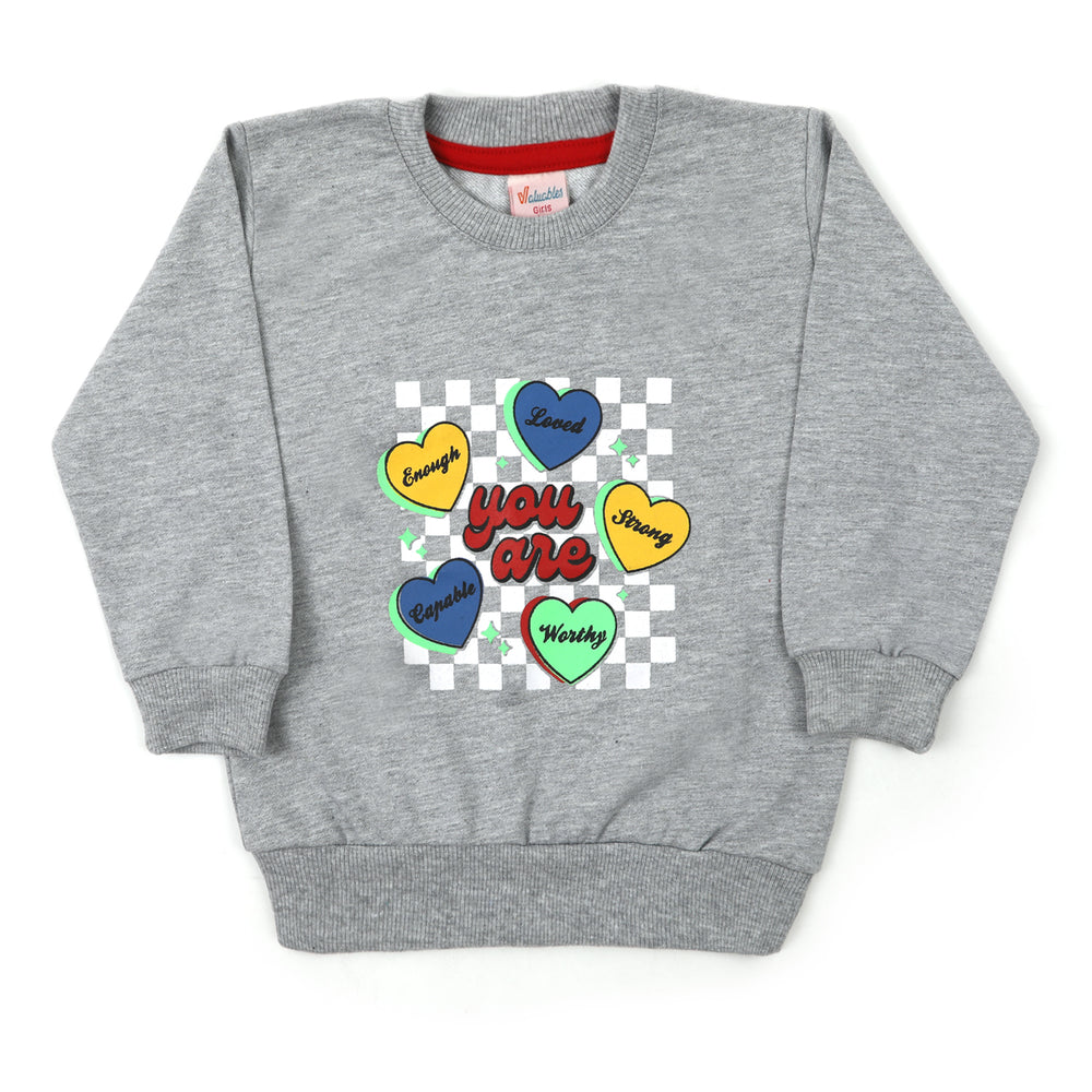 Girls Full Sleeves Sweat Shirt - Grey, Girls Hoodies & Sweat Shirts, Chase Value, Chase Value