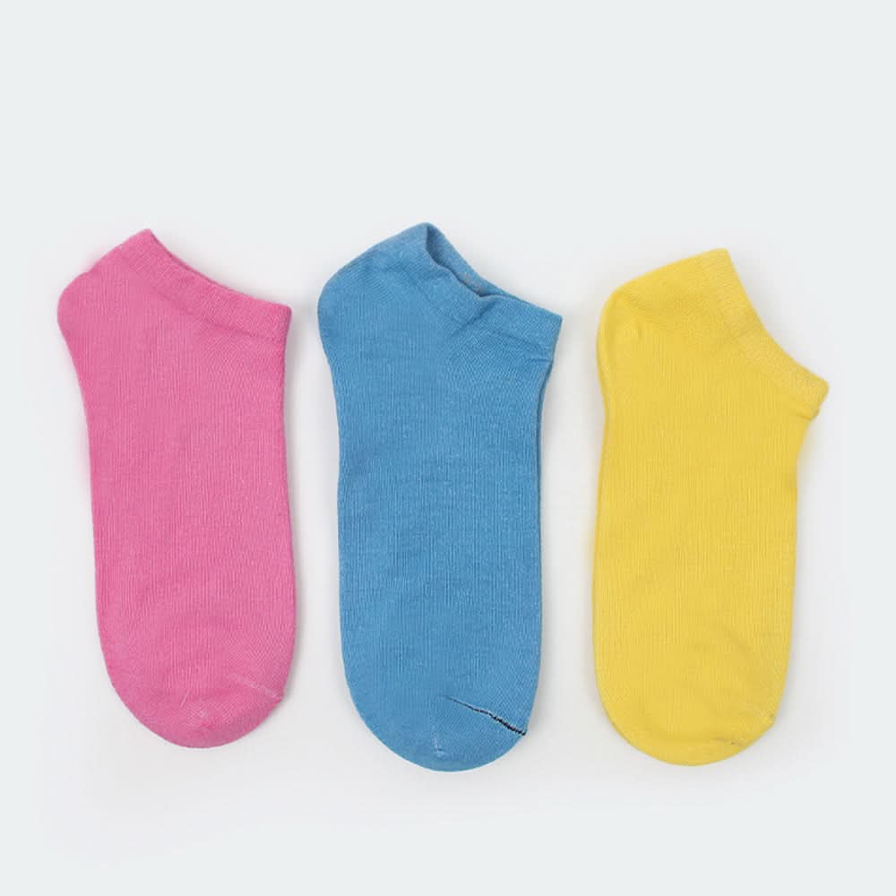 Women's Ankle Plain Socks 3Pcs - Multi Color, Women Socks Stocking & Gloves, Chase Value, Chase Value