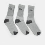 Kids Sports Full Socks 3Pcs - Grey, Boys Socks, Chase Value, Chase Value