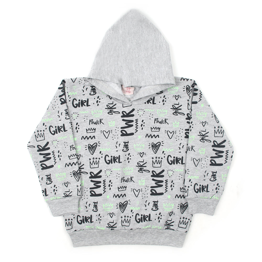 Girls Full Sleeves Hoodie T-Shirt - Grey, Girls Hoodies & Sweat Shirts, Chase Value, Chase Value