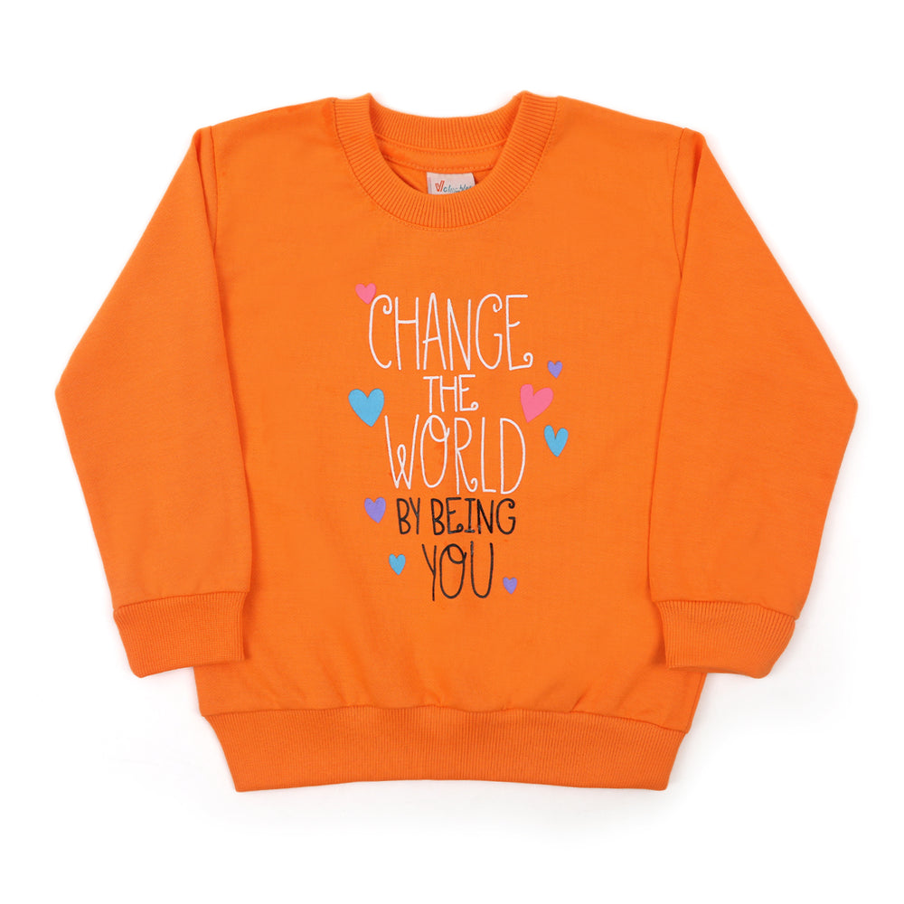 Girls Full Sleeves Sweat Shirt - Orange, Girls Hoodies & Sweat Shirts, Chase Value, Chase Value
